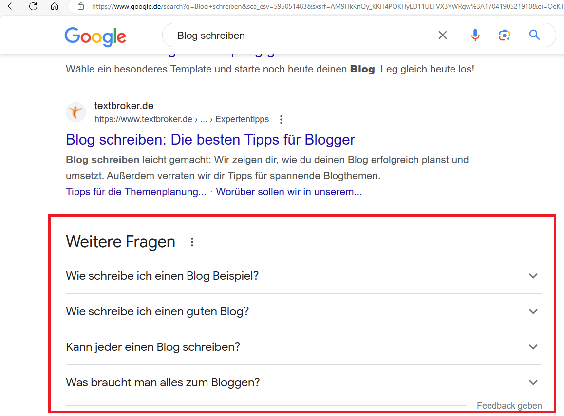 Google W-Fragen helfen Ihnen bei der Suche nach Überschriften