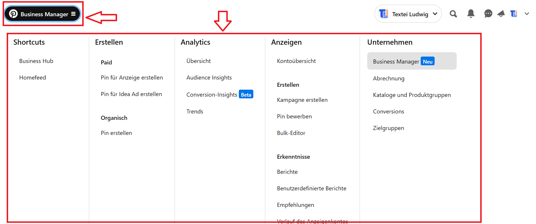 Der Business Manager ist der Ort, an dem Sie Zugang zu sämtlichen Metriken und Ads erhalten