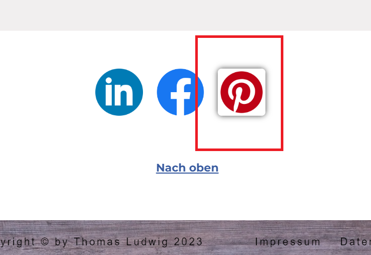 Binden Sie ein Pinterest Logo in Ihre Webseite ein und verlinken Sie damit auf Ihren Pinterest Account